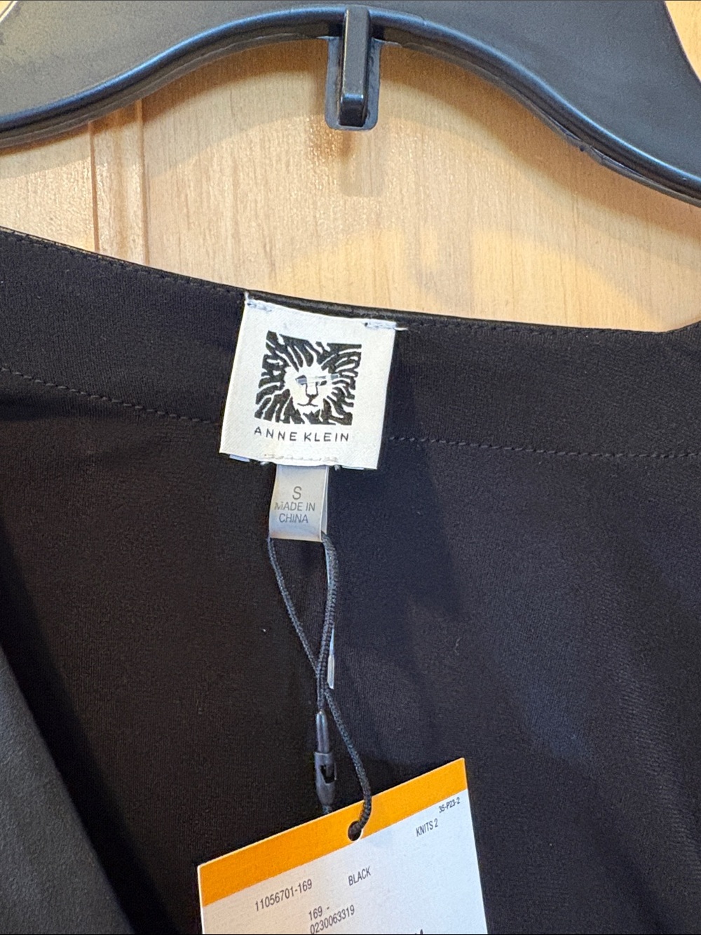 Anne Klein Black Faux-Leather Trim Wrap Blouse - Picture 3 of 4